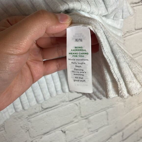 Aerie High Rise Ribbed Knit Stretch Mini Skirt Grey NWT Women's Size XL - Picture 5 of 7